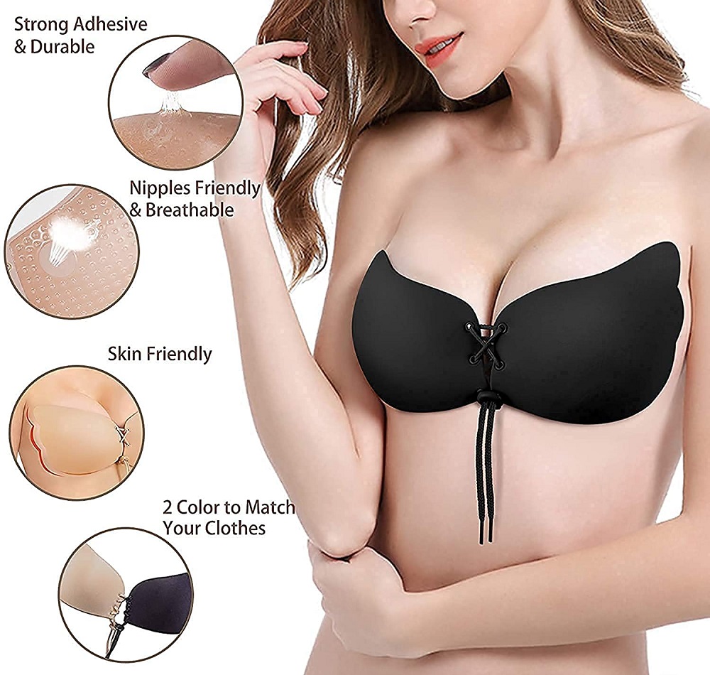KISWON Adhesive Bra Invisible Push up Silicone Bra Strapless Sticky Bra for  Women Backless Dress – KISWON