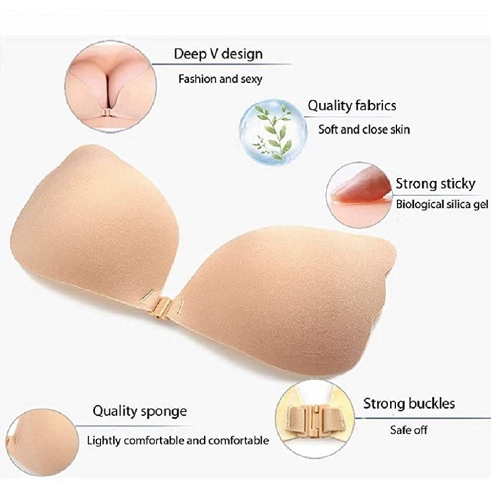 Adhesive Bra Strapless Sticky Invisible Push Up Silicone Bra For